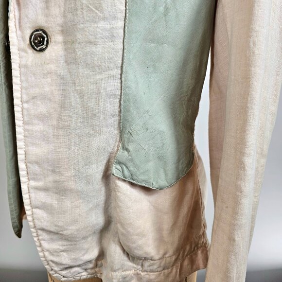 Hettabretz | Archival Goatskin Leather & Linen Paneled Blazer | Made in Italy - Picture 10 of 12